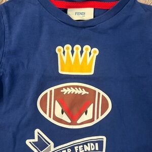 Fendi Kids Royal Blue Crown Graphic Tee